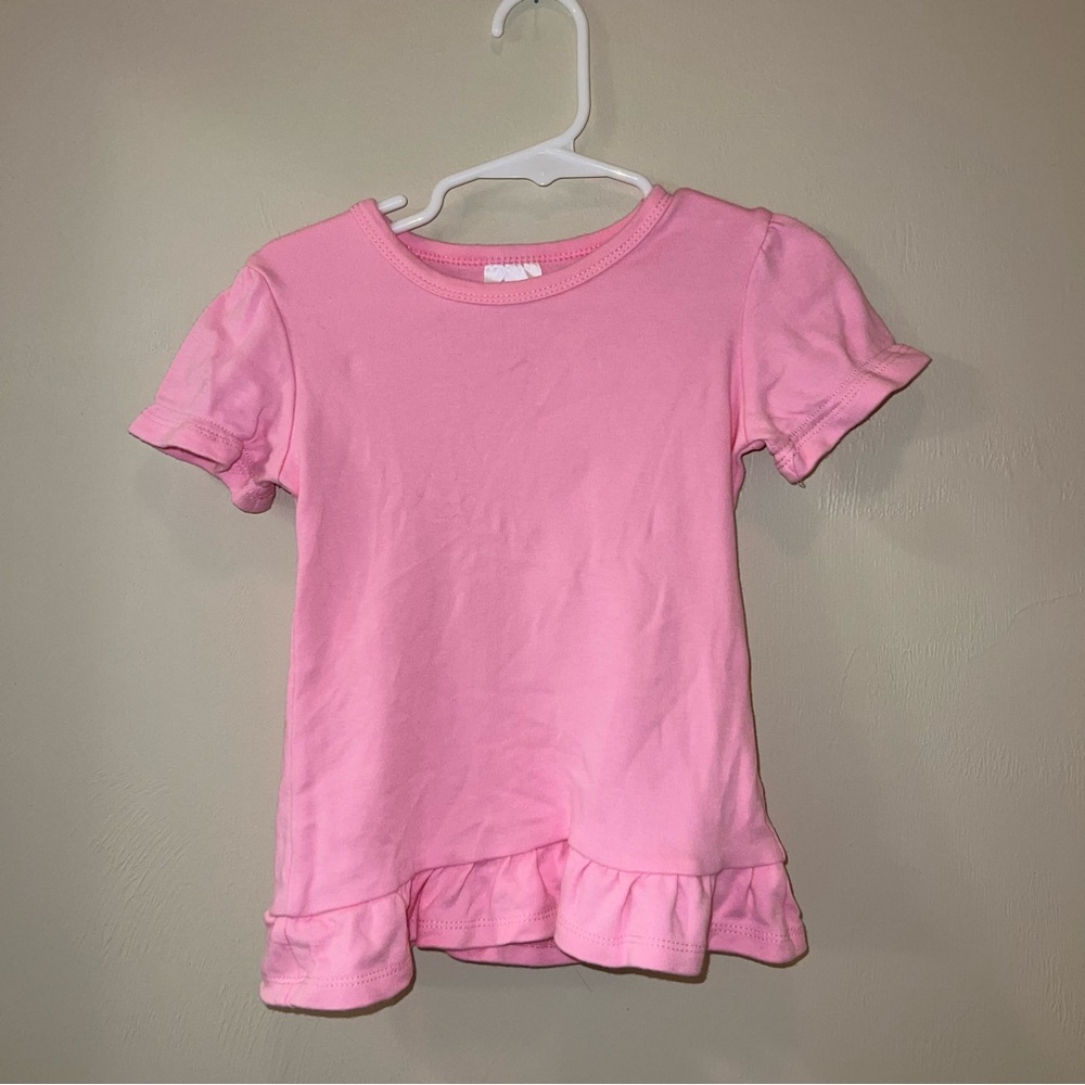 NWOT Pink Puff Sleeve Ruffle Top